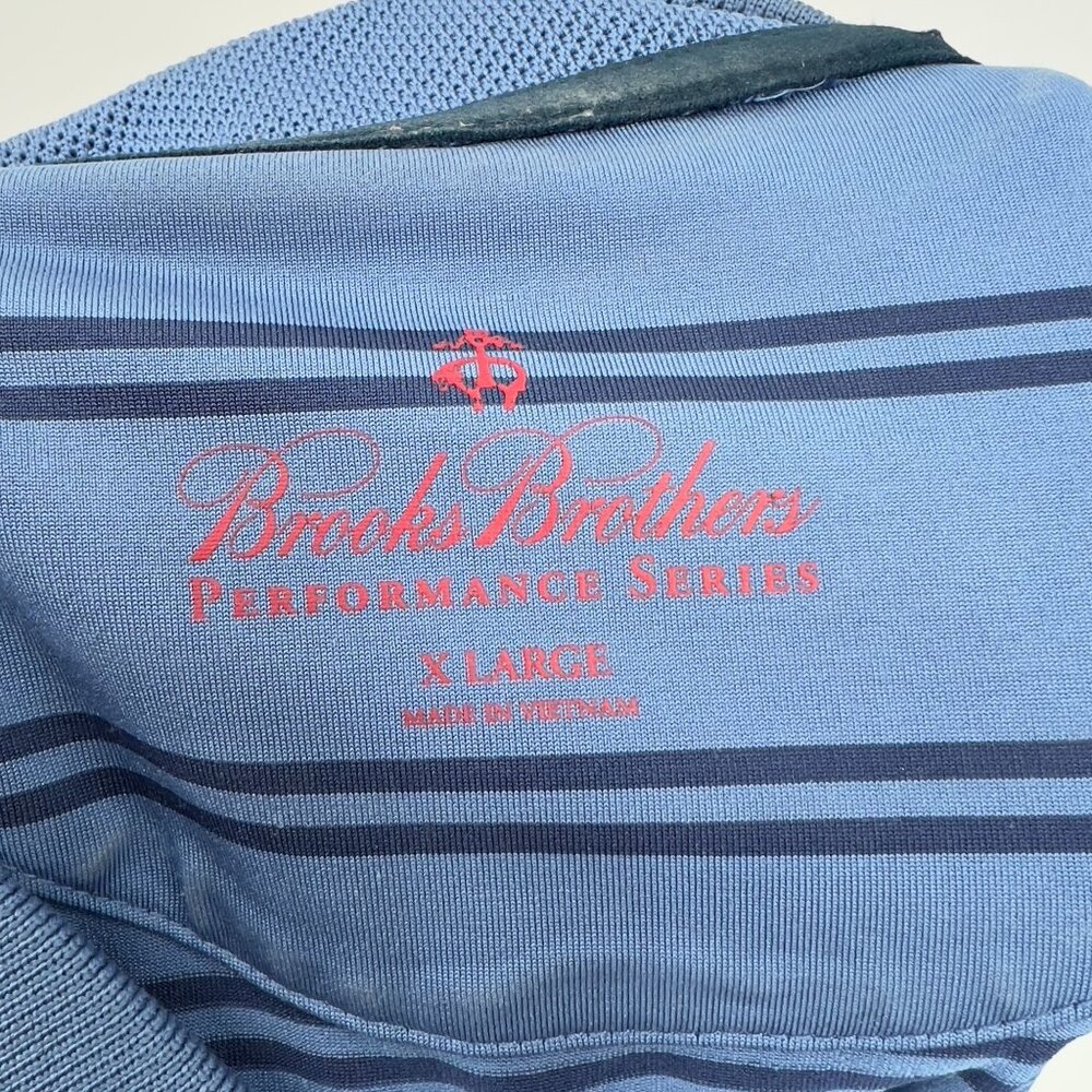 Brooks Brothers Men's XL extra large  Blue Striped Performance Series Polo Shirt - Picture 6 of 6